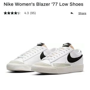 Nike Women's Blazer '77 Low Shoes in White/Black/Sail
